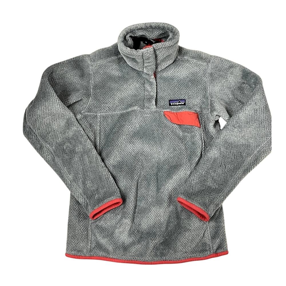Patagonia Gray Fleece Pullover with Coral Trim